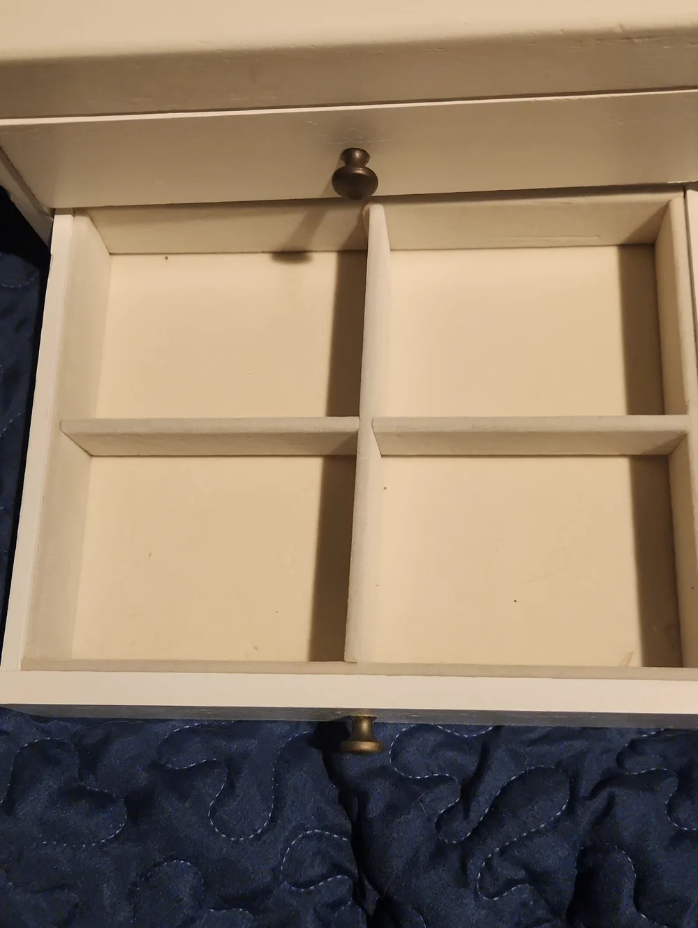 White Wood Jewelry Organizer Box with Glass Top